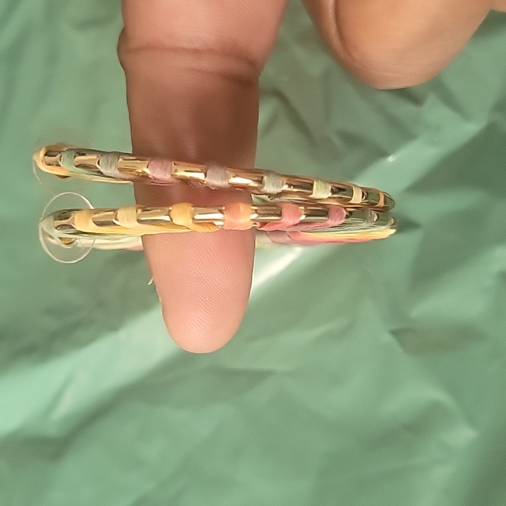 Multicolor Woven Hoop Earrings - Picture 5 of 6
